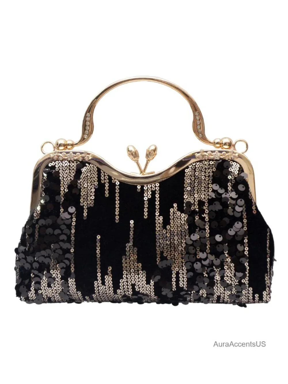 Velvet Sequin Evening Bag Clutch Purse Wedding Party Women's Vintage